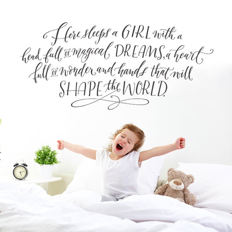 Wall Decal for Girls Here sleeps a girl with a head full of Etsy