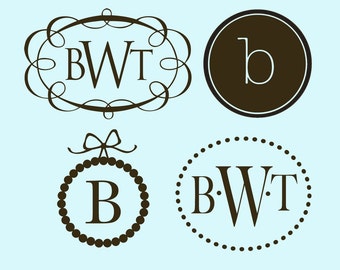 Set of 4 Small Monogram Vinyl Decals