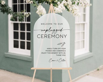 Modern Minimalist Unplugged Ceremony Sign Decal | Acrylic Wedding Sign Vinyl Decal | DIY Arched Acrylic | Wedding Decor | Turn off No Phones