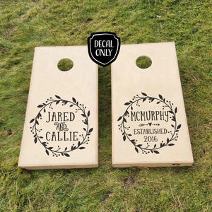 Corn Hole Board Decals Custom Cornhole Decals for Bean Bag Toss Game Rustic Wedding Decor Personalized Wedding Game Decal Wedding Gift