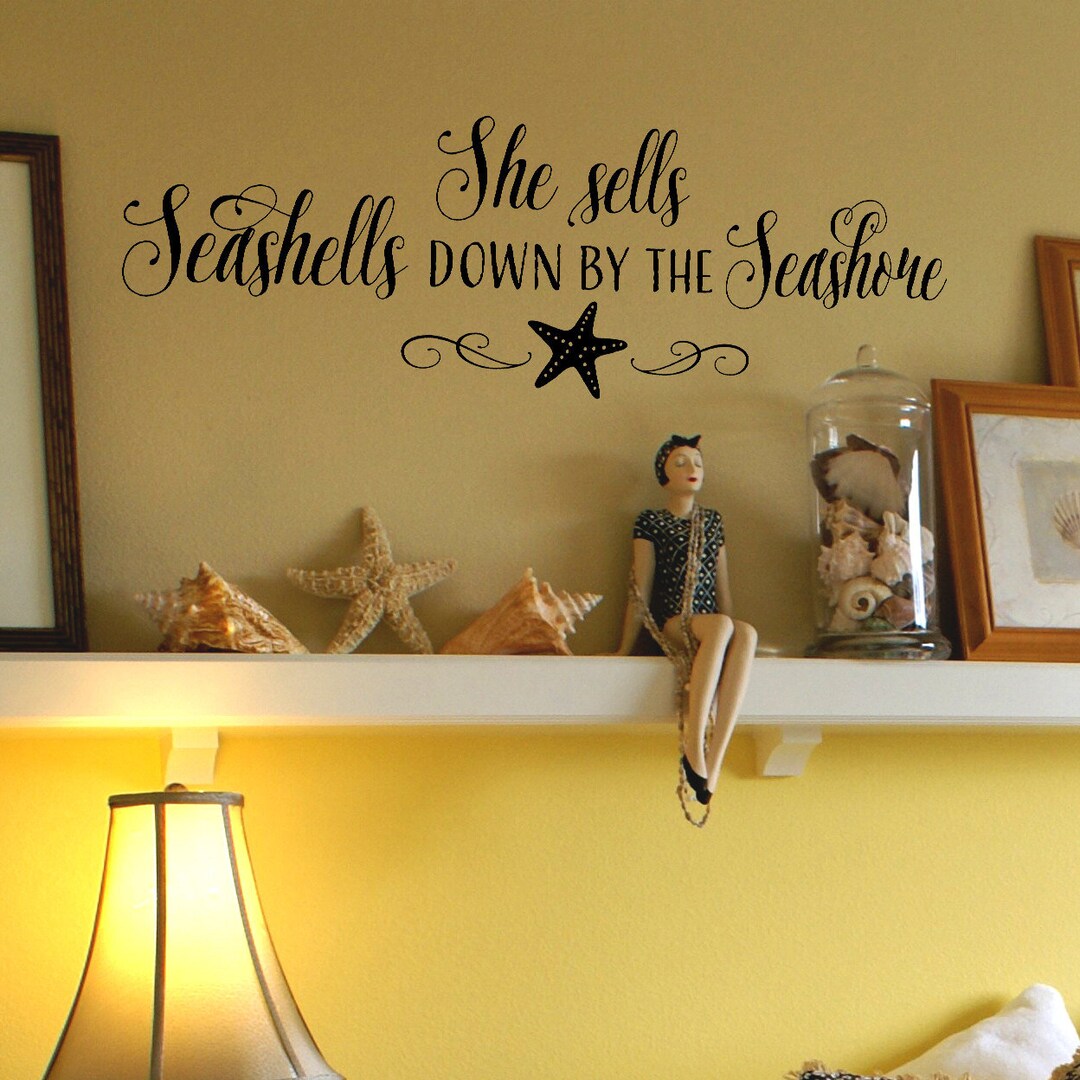 Ocean Theme Decal She Sells Seashells Down by the Seashore Nautical