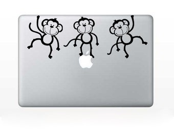 Computer Decal - Monkeys - for laptop - vinyl sticker Mac PC decal