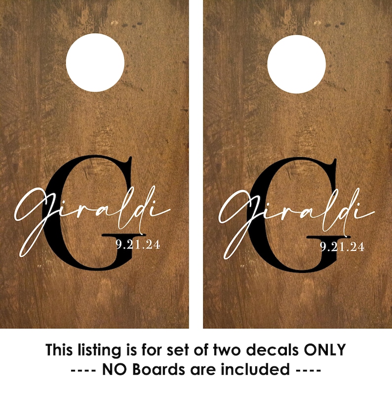 Custom Corn hole Decals Wedding Monogram Cornhole Boards Family Corn Hole Wall Decals Wedding Games Personalized Wedding Keepsake