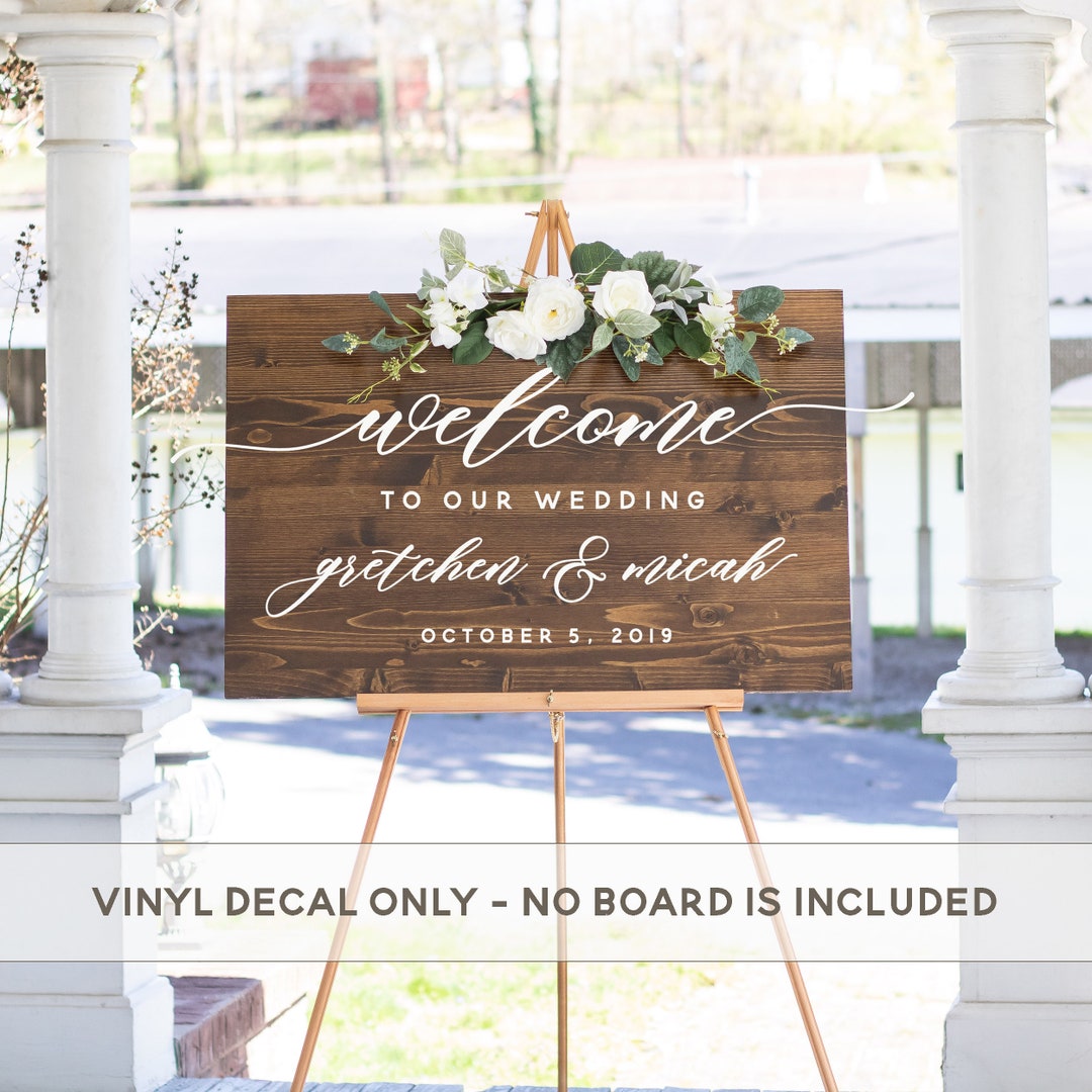 Welcome to Our Wedding Sign Personalized Decal DIY Wedding image