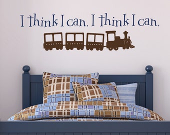 Train Boys Room Wall Decor - Quote for boys room - Kids Room Vinyl Wall Decal Removable - I think I can Wall Decal - Choo choo train