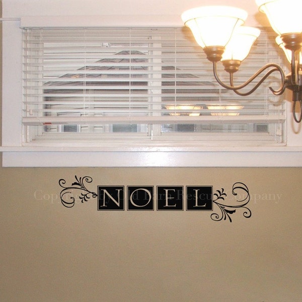 NOEL - Christmas vinyl wall graphic decal calligraphy sticker old barn rescue company
