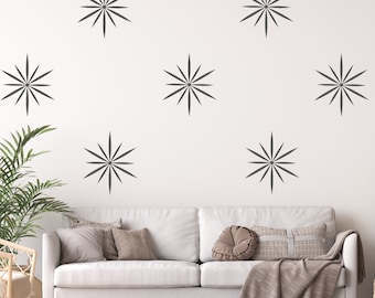 Starburst Wall Decals, Modern Starburst Boho Decor, Living Room Sticker, Bedroom Sticker, Modern Wall Decor, Wall Art