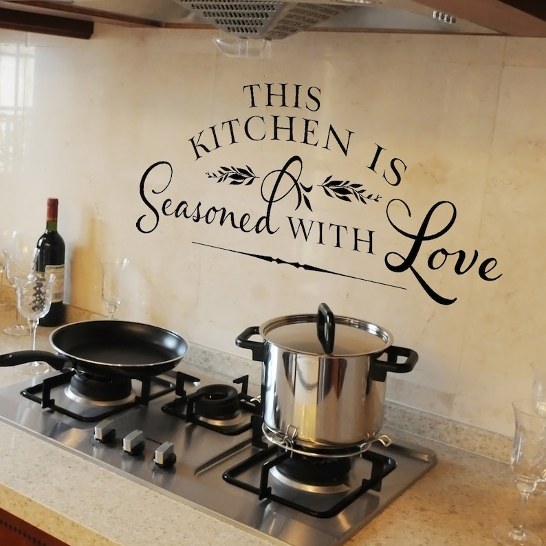 Kitchen Wall Decal This kitchen is seasoned with love Vinyl Wall Decal image 1