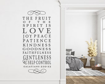 The fruit of the Spirit - Subway art - Vinyl Quote Wall Decal Lettering - Christian Wall Decor - Bible Verse Scripture Decal - LOVE