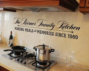 Family Name Kitchen Wall Decal - Personalized Name Decal - Date Established - Kitchen Wall Decor