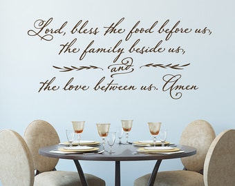 Lord, bless the food before us -  Wall Decal - Christian Wall Decor - Prayer Decal - Kitchen Quote - Dining Room Wall Art