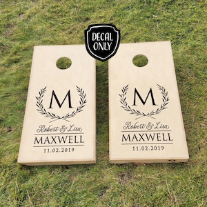 Personalize Corn Hole Decals for Bean Bag Toss Wedding Game Decals Cornhole Boards Family Name Decal Wedding Corn Hole Custom Keepsake