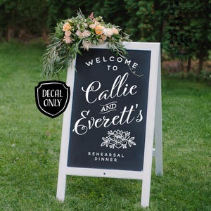 Chalkboard Sign Decal DIY Wedding Signs Rehearsal Dinner Chalkboard Decal Custom Wedding Decals Welcome Sign