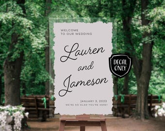 Wedding Sign Decal DIY Personalized Wedding Decor Custom Wedding Acrylic Decal Modern Personalized Sign Decal Welcome Mirror Vinyl Sticker