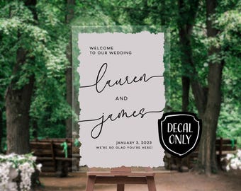 Wedding Welcome Sign Vinyl Decal DIY Sticker Wedding Sign Custom Decor Acrylic Decal Modern  Welcome Decal Personalized Mirror Decor