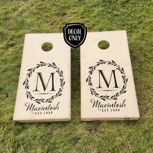 Corn Hole Board Decals Wedding Monogram Decal Corn Hole Board Personalized Cornhole Boards Wedding Gift Personalized Family Name Decal