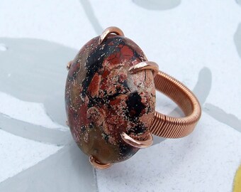 Tabu Tabu Jasper, red and black ring, copper size 5