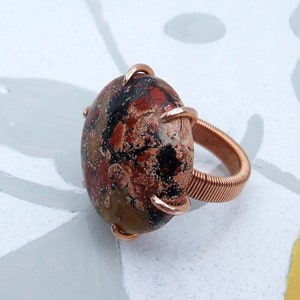 Tabu Tabu Jasper, red and black ring, copper size 5