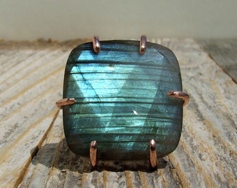 Blue Labradorite Copper Ring size 8