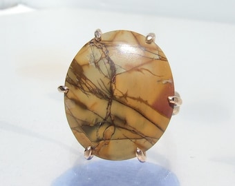 Cherry Creek Jasper Ring, Bronze size 10, natural gold and earth tone stone