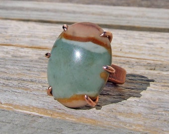 Polychrome Jasper Ring, Copper size 4