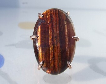 Red Tiger&#39;s Eye Ring, Copper size 7