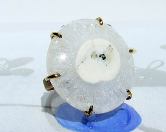 White Solar Quartz Ring, size 10