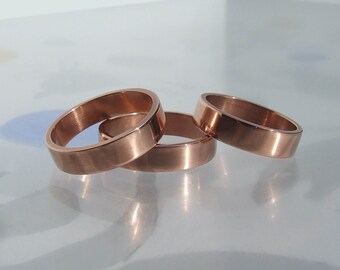 Polished Copper Band, 5 mm wide, Minimalist Unisex style, stackable, Wedding band