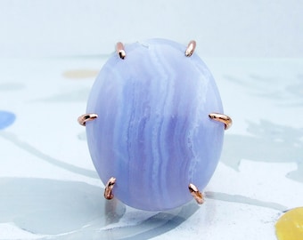 Blue Lace Agate Ring, Copper size 9.5