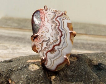 Crazy Lace Ring, Copper Agate Ring size 6