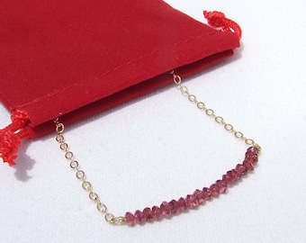 Garnet beaded choker, natural raspberry colored beads, January birthstone