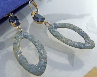 Blue Kyanite Earrings, Crushed stone drops with Montana Sapphire Crystals