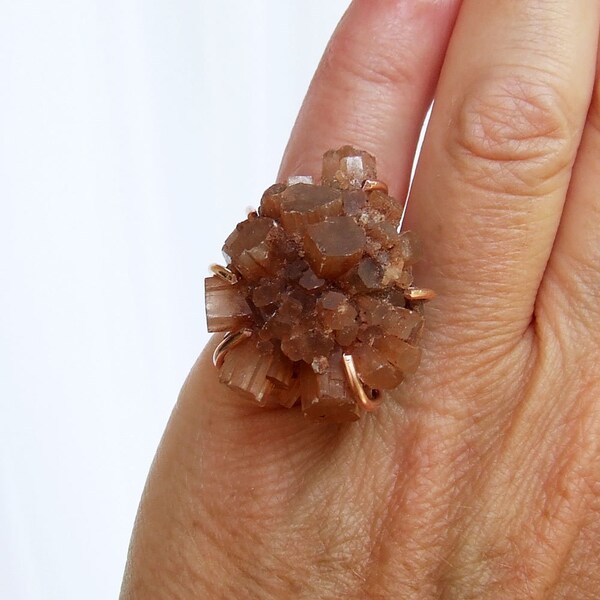 Custom order for Marcia,Raw Stone, Aragonite ring custom made in your size and choice of band
