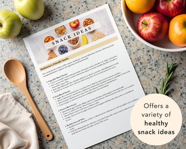 Thyroid diet plan printable 10-day meal planner for Hashimoto's with healthy snacks meal prep guide