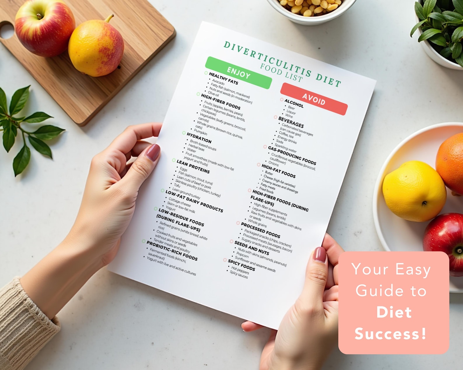 Diverticular Disease Diet Sheet Printable PDF, Diverticulitis Food ...