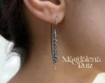 Studded club earrings. Brutalist, silver cast jewellery.