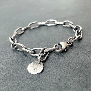 Hand forged silver chain. Unique lost wax cast links. Handmade chain for husband, boyfriend, father. image 1