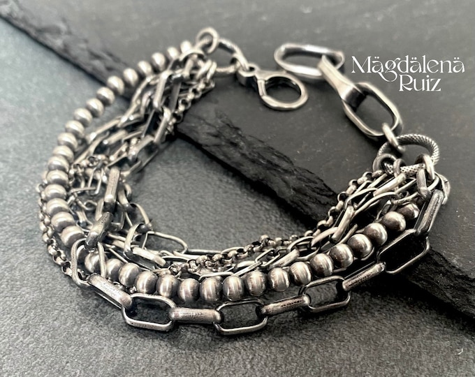 Gorgeous Sterling Multilayered Bracelet. Multi Chain Bracelet. Silver ...