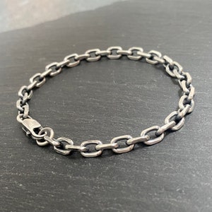 Mens 5mm thick chain bracelet  in sterling silver.