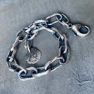 Hand forged silver chain. Unique lost wax cast links. Handmade chain for husband, boyfriend, father. image 4