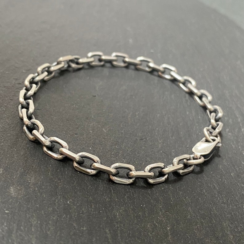 Mens 5mm thick chain bracelet in sterling silver. image 4