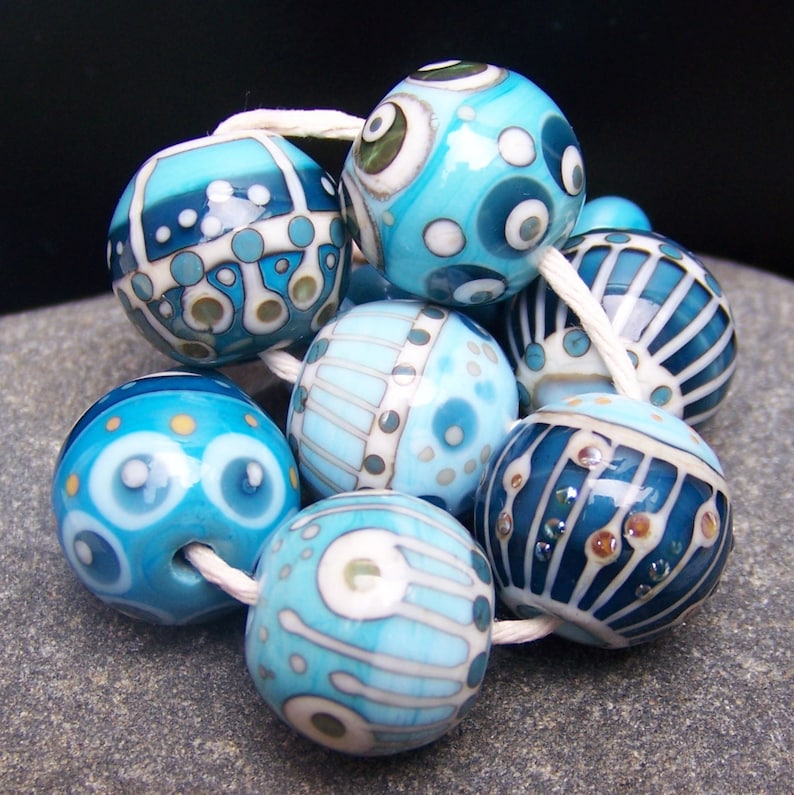 MruMru Handmade Lampwork Glass Bead set Sra.