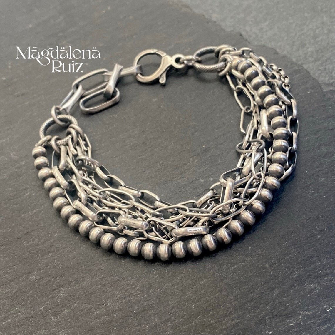 Gorgeous Sterling Multilayered Bracelet. Multi Chain Bracelet. - Etsy