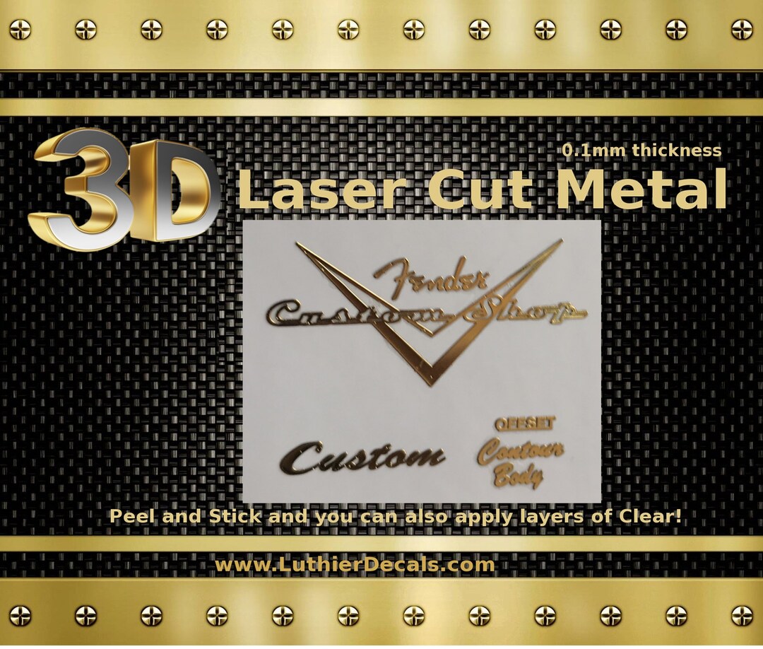 Custom Shop Laser Cut 3d Guitar Decal Headstock Sticker Restoration ...
