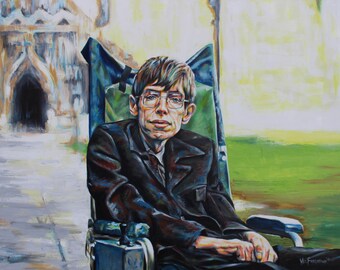 Physicist "Stephen Hawking" Archival Reproduction signed by artist Mel Fiorentino.