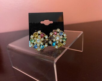 boucles d'oreilles vintage avec cristaux d'uranium - à clip