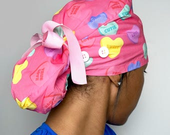 Valentines hearts scrub cap