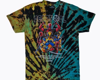 Camiseta con estampado tie-dye inverso de Deadpool y Wolverine