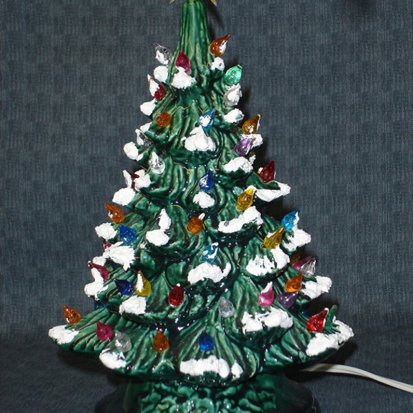 Green Glazed Ceramic Christmas Tree 13 inch version