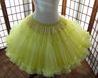 Pettiskirt Light Yellow Chiffon, 2 Layers -- Custom Size, Length, and Colors -- Made to Measure, Adults & Children